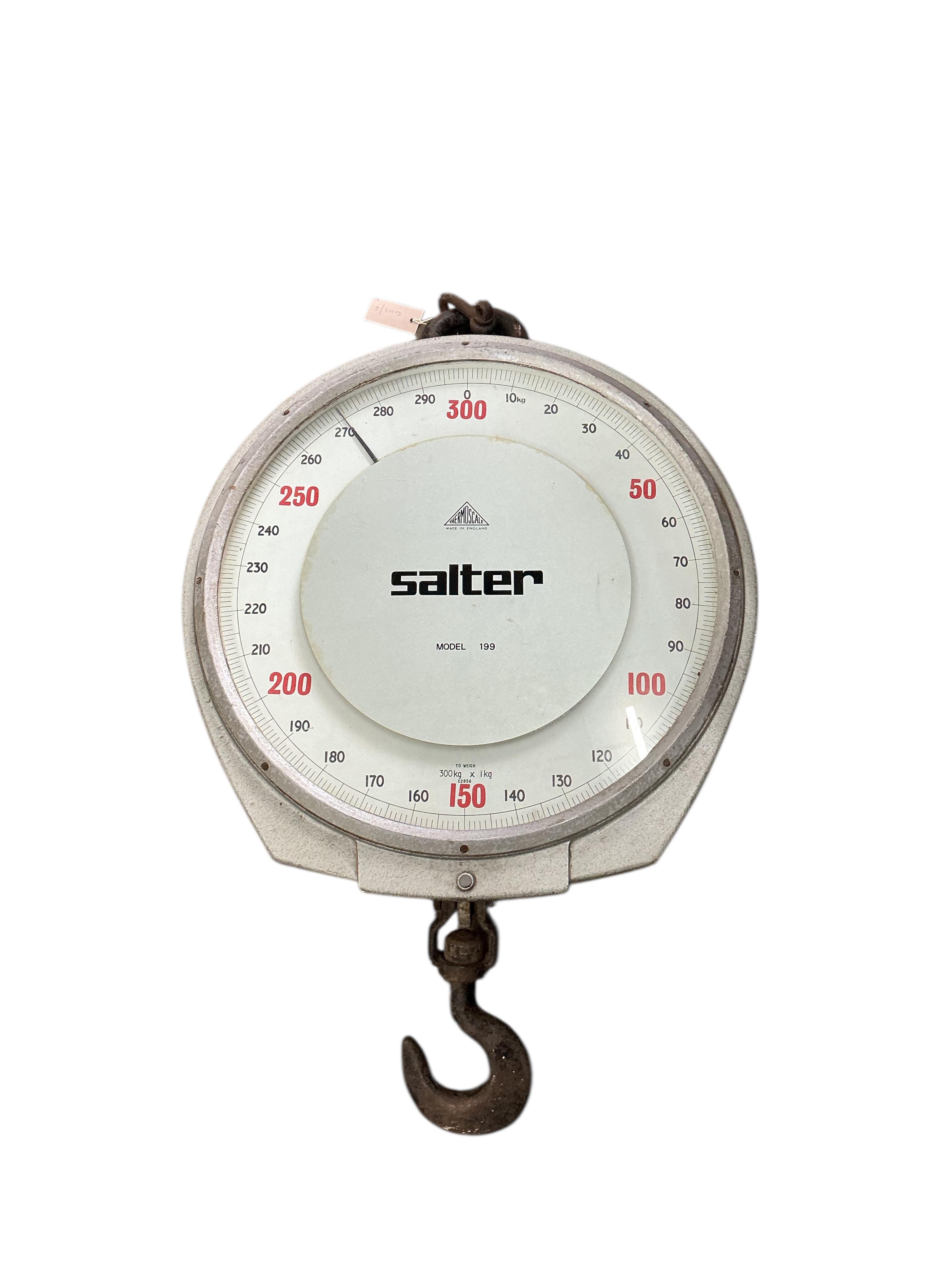 A large vintage model 199 salter mechanical scale 1-300kg, diameter 58cm